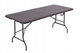 AGD SELECT Stół cateringowy, bankietowy, składany ogrodowy, 180 cm, ogrodowy, brązowy