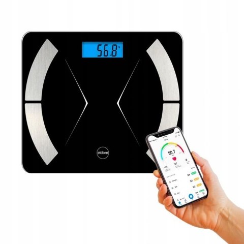ELDOM ELDOM TWO500 INTELIGENTNA WAGA ŁAZIENKOWA BLUETOOTH CZARNA ELDOM ELDOM TWO500 INTELIGENTNA WAGA ŁAZIENKOWA BLUETOOTH CZARNA