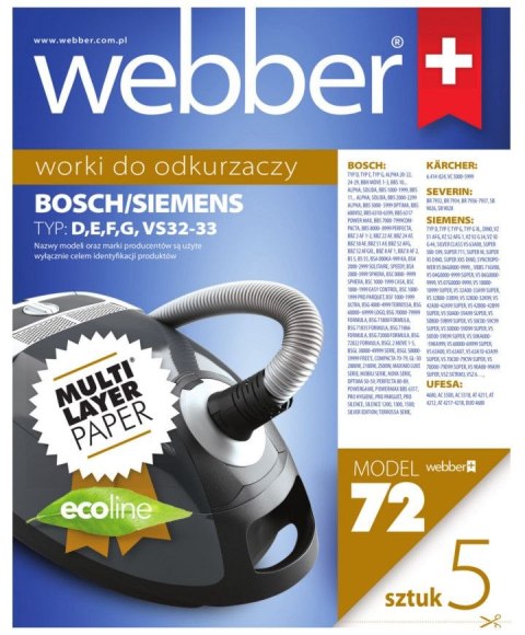 WEBBER Worki Webber Electrolux Siemens VS32 (72 multi layer paper) WEBBER Worki Webber Electrolux Siemens VS32 (72 multi layer paper)