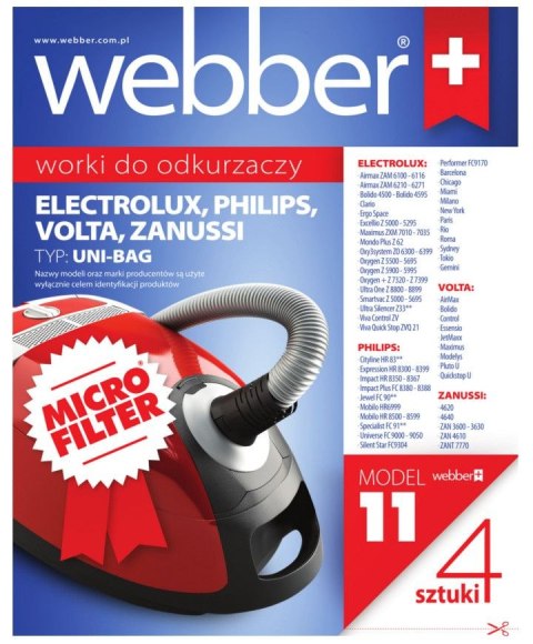 WEBBER Worki Webber Philips/Electrolux UNI BAG (11 micro filter) WEBBER Worki Webber Philips/Electrolux UNI BAG (11 micro filter)