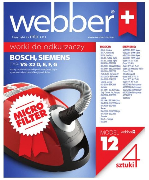 WEBBER Worki Webber Siemens VS32 (12 micro filter) WEBBER Worki Webber Siemens VS32 (12 micro filter)