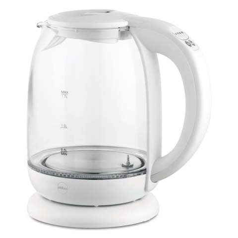 ELDOM CZAJNIK ELEKTRYCZNY BEZPRZEWODOWY 1,7L BIAŁY SZKLANY LED