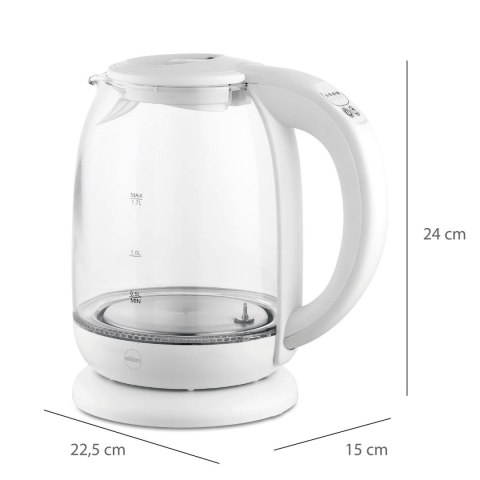 ELDOM CZAJNIK ELEKTRYCZNY BEZPRZEWODOWY 1,7L BIAŁY SZKLANY LED
