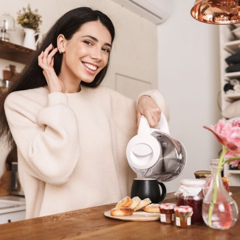 ELDOM CZAJNIK ELEKTRYCZNY BEZPRZEWODOWY 1,7L BIAŁY SZKLANY LED