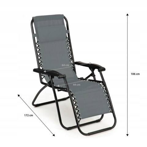 GARDENSELECT LEŻAK FOTEL OGRODOWY PLAŻOWY SKŁADANY CHILL