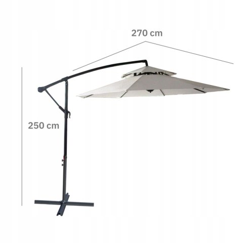 GARDENSELECT PARASOL OGRODOWY DUŻY SOLIDNY SKŁADANY 2,7 M Z WYSIĘGNIKIEM REGULACJA XXL