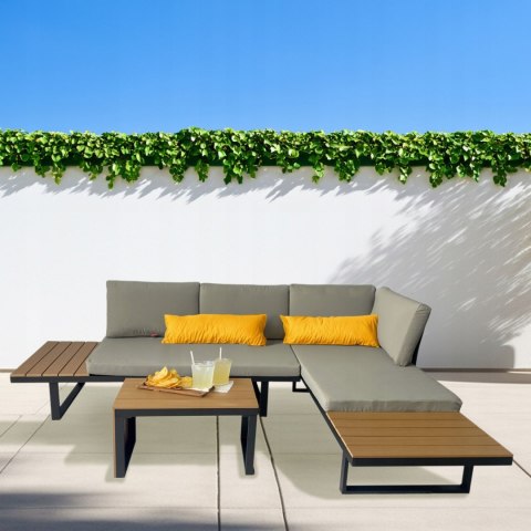 GARDENSELECT ZESTAW MEBLI OGRODOWYCH narożnik sofa stolik LEKKI komplet gród ALUMINIUM