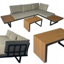 GARDENSELECT ZESTAW MEBLI OGRODOWYCH narożnik sofa stolik LEKKI komplet gród ALUMINIUM