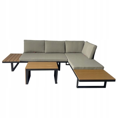 GARDENSELECT ZESTAW MEBLI OGRODOWYCH narożnik sofa stolik LEKKI komplet gród ALUMINIUM