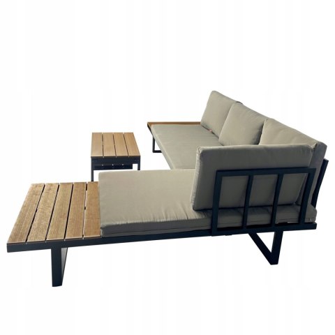 GARDENSELECT ZESTAW MEBLI OGRODOWYCH narożnik sofa stolik LEKKI komplet gród ALUMINIUM