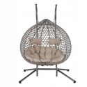 NUFORMA FOTEL WISZĄCY BUJANY OGRODOWY KOSZ HUŚTAWKA JAJO KOKON 2 osobowy + PODUSZKI