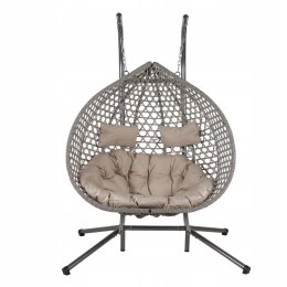 NUFORMA FOTEL WISZĄCY BUJANY OGRODOWY KOSZ HUŚTAWKA JAJO KOKON 2 osobowy + PODUSZKI