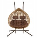 NUFORMA FOTEL WISZĄCY BUJANY OGRODOWY KOSZ HUŚTAWKA JAJO KOKON 2 osobowy + PODUSZKI