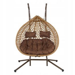 NUFORMA FOTEL WISZĄCY BUJANY OGRODOWY KOSZ HUŚTAWKA JAJO KOKON 2 osobowy + PODUSZKI