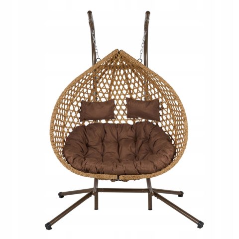 NUFORMA FOTEL WISZĄCY BUJANY OGRODOWY KOSZ HUŚTAWKA JAJO KOKON 2 osobowy + PODUSZKI