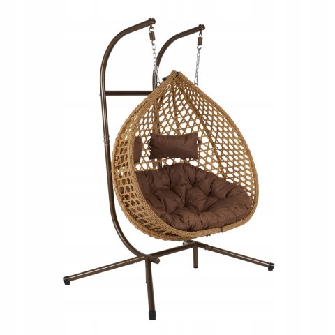 NUFORMA FOTEL WISZĄCY BUJANY OGRODOWY KOSZ HUŚTAWKA JAJO KOKON 2 osobowy + PODUSZKI