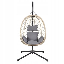 NUFORMA FOTEL WISZĄCY BUJANY OGRODOWY KOSZ HUŚTAWKA JAJO KOKON PREMIUM + PODUSZKI