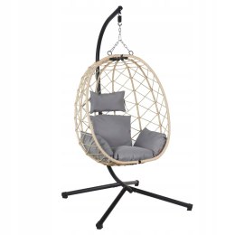 NUFORMA FOTEL WISZĄCY BUJANY OGRODOWY KOSZ HUŚTAWKA JAJO KOKON PREMIUM + PODUSZKI