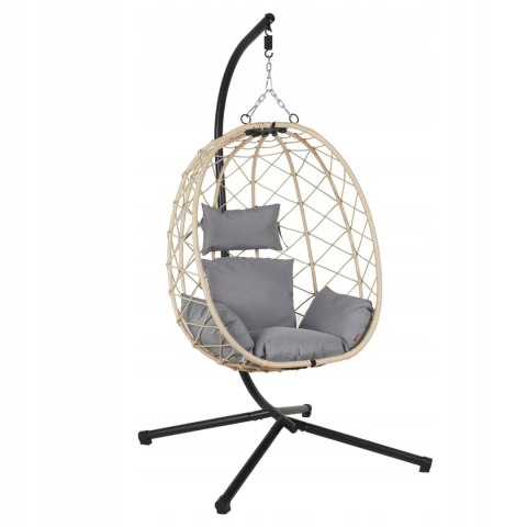 NUFORMA FOTEL WISZĄCY BUJANY OGRODOWY KOSZ HUŚTAWKA JAJO KOKON PREMIUM + PODUSZKI