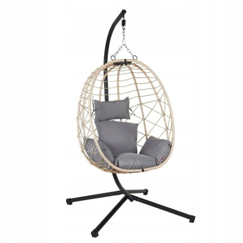 NUFORMA FOTEL WISZĄCY BUJANY OGRODOWY KOSZ HUŚTAWKA JAJO KOKON PREMIUM + PODUSZKI