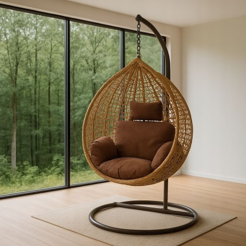 NUFORMA FOTEL WISZĄCY BUJANY OGRODOWY KOSZ HUŚTAWKA JAJO KOKON PREMIUM + PODUSZKI