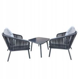 NUFORMA Komplet mebli ogrodowych stolik + 2 fotele aluminiowe z technorattanu