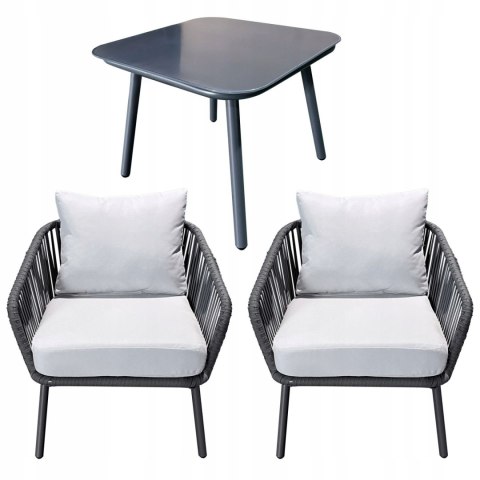 NUFORMA Komplet mebli ogrodowych stolik + 2 fotele aluminiowe z technorattanu