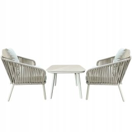 NUFORMA Komplet mebli ogrodowych stolik + 2 fotele aluminiowe z technorattanu