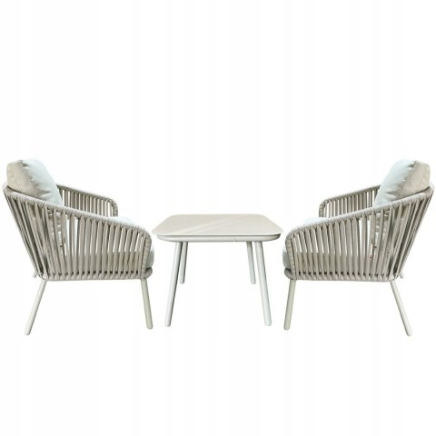 NUFORMA Komplet mebli ogrodowych stolik + 2 fotele aluminiowe z technorattanu