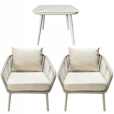 NUFORMA Komplet mebli ogrodowych stolik + 2 fotele aluminiowe z technorattanu