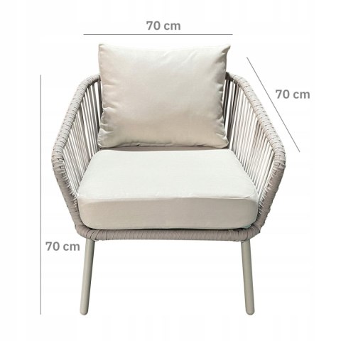 NUFORMA Komplet mebli ogrodowych stolik + 2 fotele aluminiowe z technorattanu