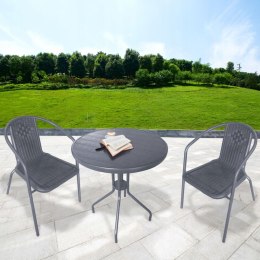 NUFORMA Komplet mebli ogrodowych stolik + 2 krzesła z technorattanu szare