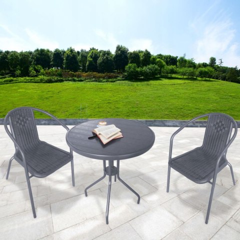 NUFORMA Komplet mebli ogrodowych stolik + 2 krzesła z technorattanu szare