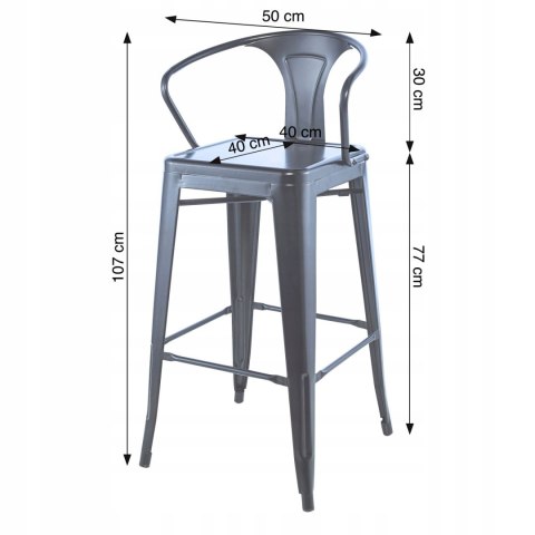 NUFORMA Krzesło barowe hoker, srebrne loft