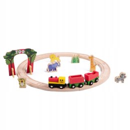 PAN PATYK Drewniana kolejka, tory, pociąg, 20 elementów, zoo
