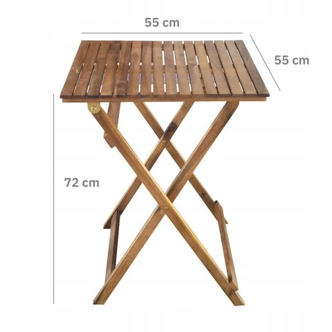 GARDENSELECT ZESTAW MEBLI OGRODOWYCH DREWNIANYCH STOLIK KRZESŁA I NA TARAS OGRÓD BALKON