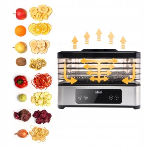 IDEAL DUŻA Suszarka do Grzybów Owoców Warzyw IDEAL INOX +Termoobieg 400W +Timer
