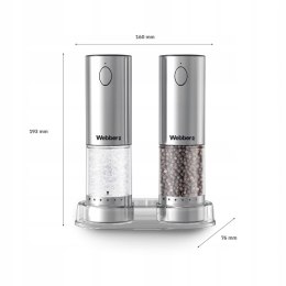 WEBBER MŁYNEK DO PIEPRZU I SOLI ELEKTRYCZNY AKUMULATOROWY USB MŁYNEK DO SOLI 2 SZT