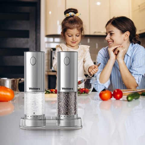 WEBBER MŁYNEK DO PIEPRZU I SOLI ELEKTRYCZNY AKUMULATOROWY USB MŁYNEK DO SOLI 2 SZT