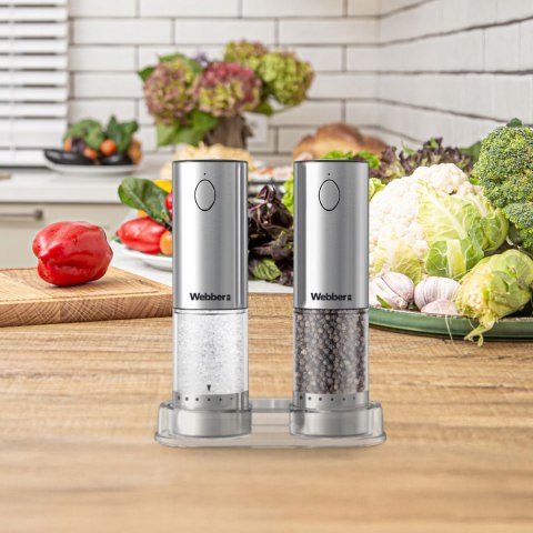 WEBBER MŁYNEK DO PIEPRZU I SOLI ELEKTRYCZNY AKUMULATOROWY USB MŁYNEK DO SOLI 2 SZT