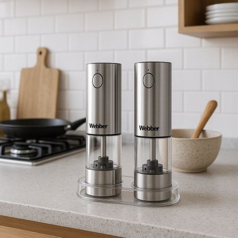WEBBER MŁYNEK DO PIEPRZU I SOLI ELEKTRYCZNY AKUMULATOROWY USB MŁYNEK DO SOLI 2 SZT