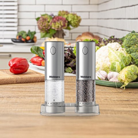 WEBBER MŁYNEK DO PIEPRZU I SOLI ELEKTRYCZNY AKUMULATOROWY USB MŁYNEK DO SOLI 2 SZT