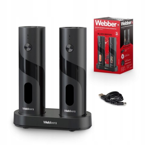 WEBBER MŁYNEK DO PIEPRZU I SOLI ELEKTRYCZNY AKUMULATOROWY USB MŁYNEK DO SOLI 2 SZT