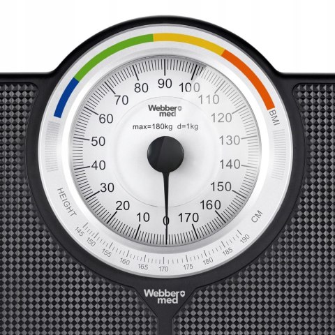 Webber Med Klasyczna Waga Łazienkowa MECHANICZNA Analogowa do 180 KG CZARNA WEBBER BMI