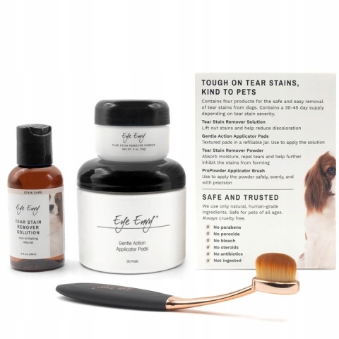 Eye Envy Starter Kit Small Brush – komplet produktów do usuwania zacieków pod oczami psa