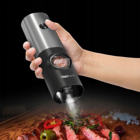 Młynek elektryczny do soli i pieprzu Webber - 2 szt LED 70 ml
