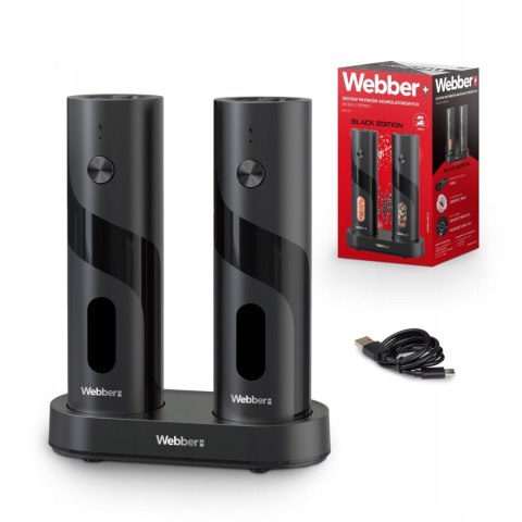 WEBBER MŁYNEK DO PIEPRZU I SOLI ELEKTRYCZNY AKUMULATOROWY USB MŁYNEK DO SOLI 2 SZT