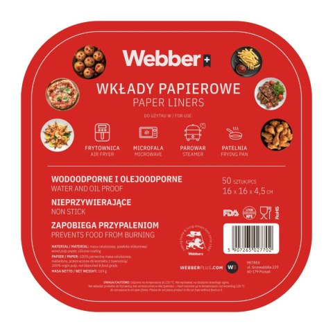 WEBBER Wkłady papierowe do frytownic bezolejowych Webber 16x16