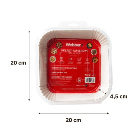 WEBBER Wkłady papierowe do frytownic bezolejowych Webber 20x20