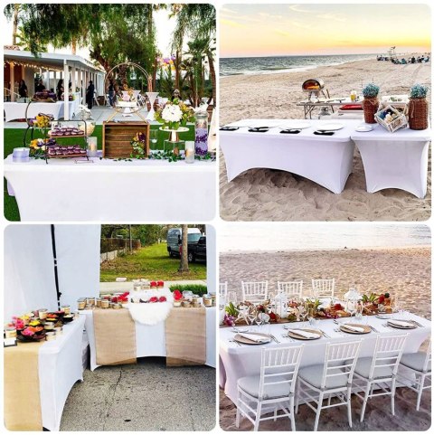 AGD SELECT Pokrowiec, obrus na stół cateringowy, ogrodowy biały